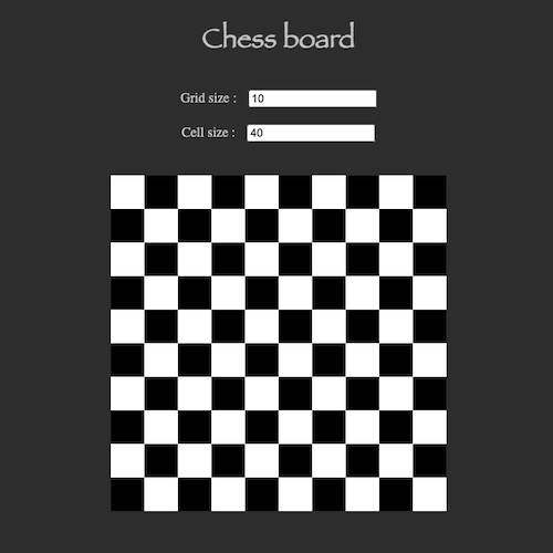 Native JS with CSS variables chess board generator